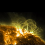 Magnetic loops span active regions on the surface of the Sun. Image by the satellite SDO.